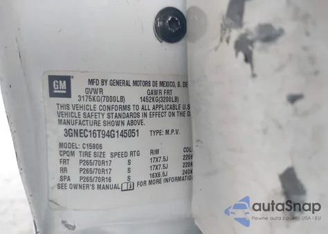 2004 Chevrolet Suburban 1500 Lt из США, поврежденный, VIN 3GNEC16T94G145051